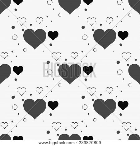 Seamless Stylish Pattern With Black Hearts. Vector Illustration Eps 10