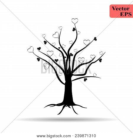 Make A Heart Tree With The Heart Icons. Black And White. Eps10