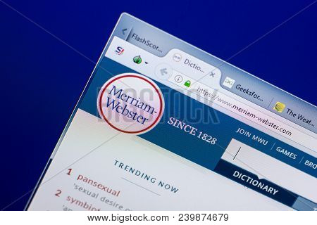 Ryazan, Russia - May 08, 2018: Merriam-webster Website On The Display Of Pc, Url - Merriam-webster.c