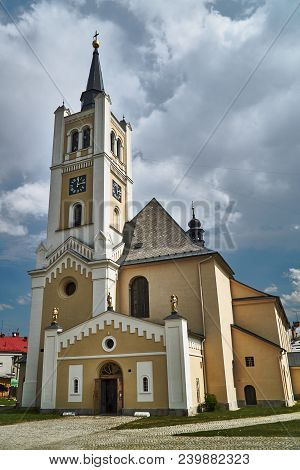 A Historic Church With A Bell Tower In The City Of Vidnava In The Czech Republic