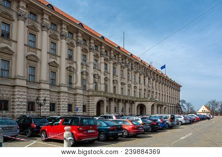 Prague, Czech Republic - April 4, 2018 : Visiting The Czernin Palace, The Largest Of The Baroque Pal