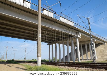 Supports Of The Road Bridge View From Below.