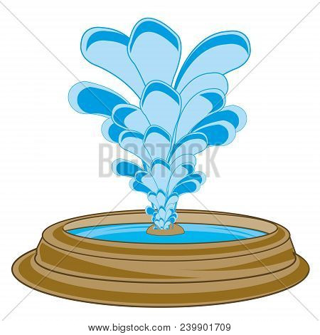 Architectral Building Town Fountain On White Background Is Insulated