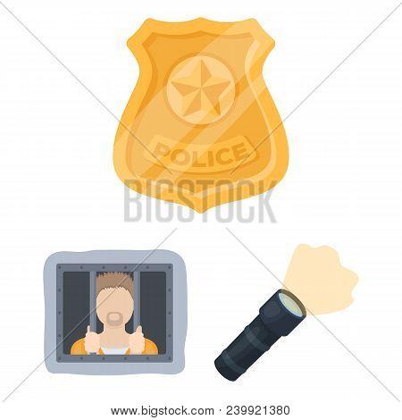 Police, Department Cartoon Icons In Set Collection For Design.detective And Accessories Vector Symbo