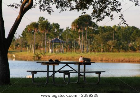Picknicktafel in het Park
