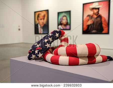 Cracow, Poland - May 8, 2018: Exibition Motherland In Art At Mocak In Krakow. Melissa Vanderberg - P