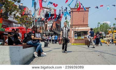 Istanbul, Turkey - June 03, 2017: Besiktas (bjk) Fans Celebrating Championship During The Day In Ist