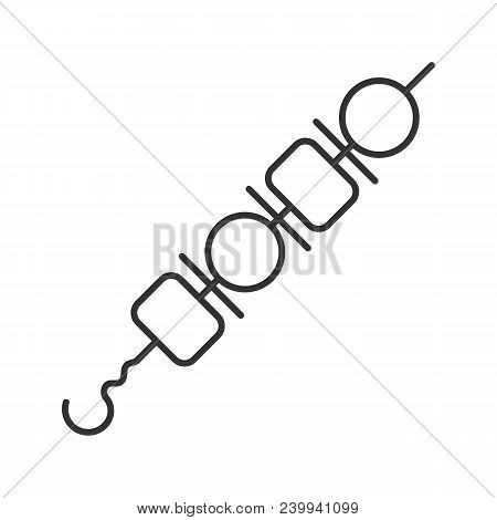Shish Kebab Linear Icon.  Thin Line Illustration. Shashlik. Pork And Vegetable Brochettes. Contour S