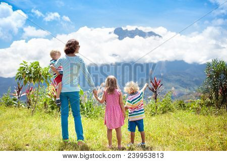 Kids Sail On Yacht In Sea. Child Sailing On Boat. Little Boy In Safe Life Jackets Travel On Ocean Sh