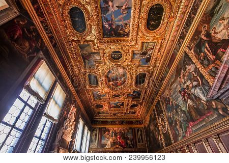 Interiors Of The Doge's Palace, Venice, Italy
