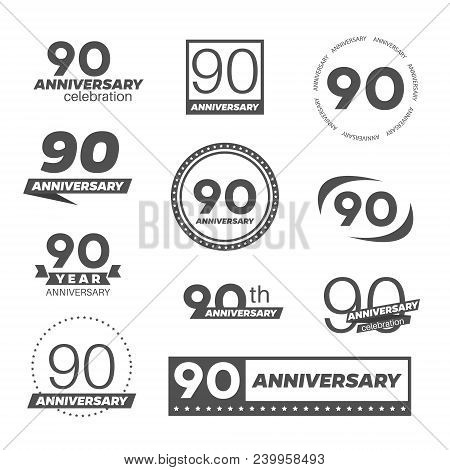 Ninety Years Anniversary Celebration Logotype. 90th Anniversary Logo Collection.