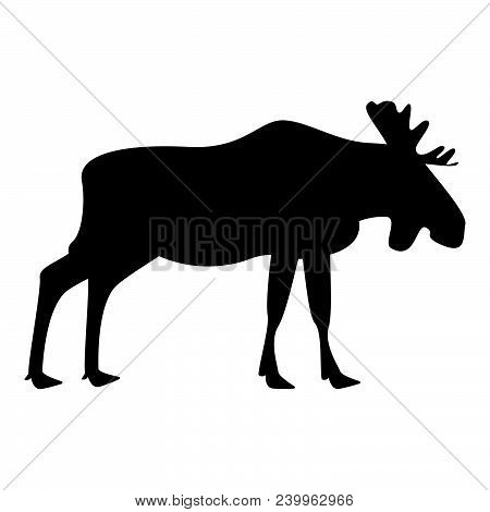 Moose Elt Icon Black Color Vector Illustration Flat Style Simple Image