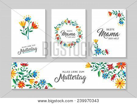 Happy Mother Day German Flower Art Card Set
