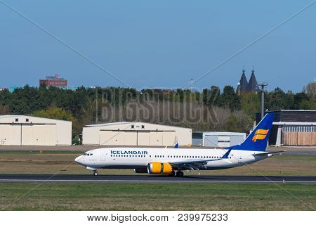 Berlin Germany - April 21. 2018: Icelandair Boeing 737 Max 8 At Berlin Tegel Airport