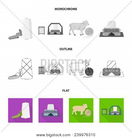 Cotton, Coil, Thread, Pest, And Other  Icon In Flat, Outline, Monochrome Style. Textiles, Industry G