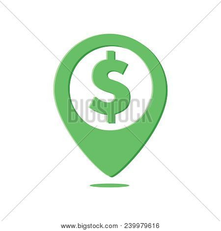 Dollar Map Pin Navigation Pointer. Location Marker Vector Symbol. Element Of Business Finance Illust
