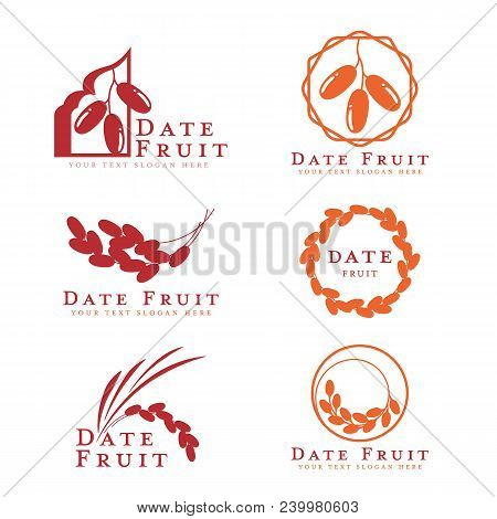 Red And Orange Date Palm Fruit Logo Sign Vector Set Design