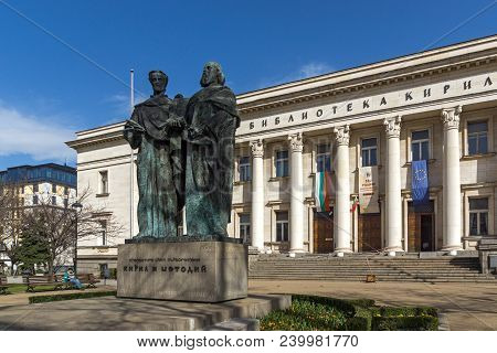 Sofia, Bulgaria - March 17, 2018: Amazing View Of National Library St. Cyril And Methodius In Sofia,