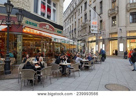 Budapest, Hungary - April 17, 2018: Exterior Design Of The Cafe.
