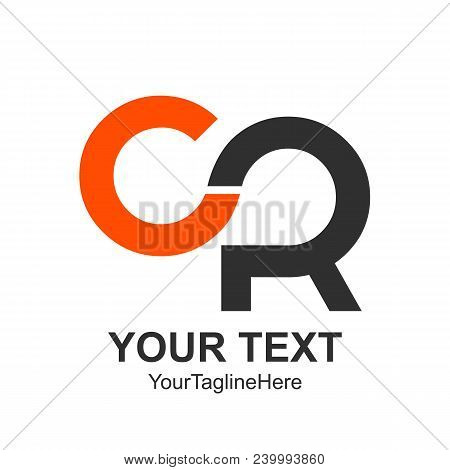 Initial Letter Cr Logo Design Template Element Colored Orange Dark Grey Rounded For Business And Com
