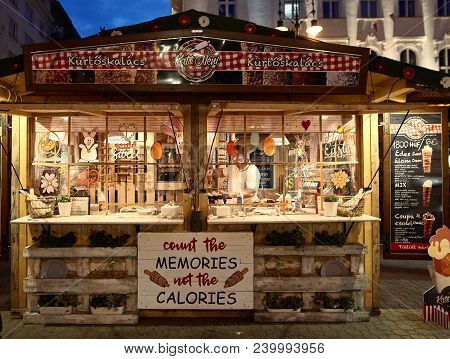 Budapest, Hungary - April 17, 2018: Exterior Design Of The Cafe.