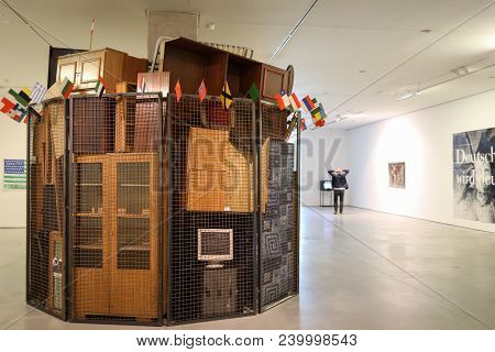 Cracow, Poland - May 8, 2018: Exibition Motherland In Art At Mocak In Krakow. Art Installation By Ja