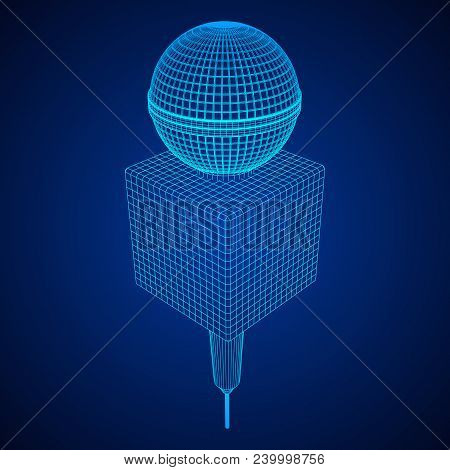 Microphone Vector. Wireframe Low Poly Mesh News Illustration. News On Tv And Radio. Interview.