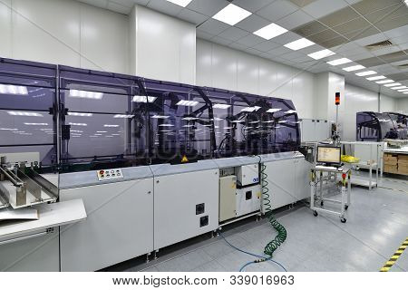 Moscow, Russia - Dec. 5.2019. Equipment In Mikron - The Largest Plant For The Production Of Chips. Z