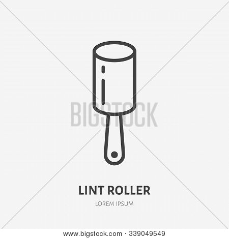 Lint Roller Line Icon, Vector Pictogram Of Hair Remover. Adhesive Cleaner Illustration, Clothes Care