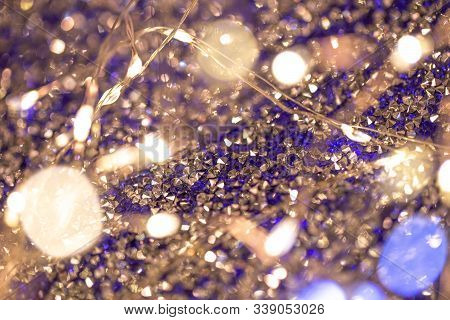 Beutiful Festive Background, Shallow Depth Of Field. Color Of The Year 2020 Concept, Classic Blue Co