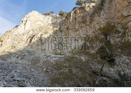 Mountains Of Avakas Gorge In Autumn. Hiking In The Gorge.