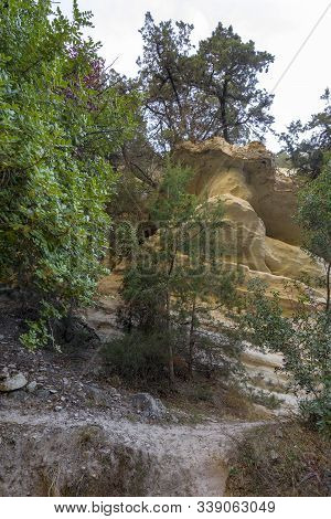 Path In Avakas Gorge, Hiking In The Gorge On An Autumn Day.