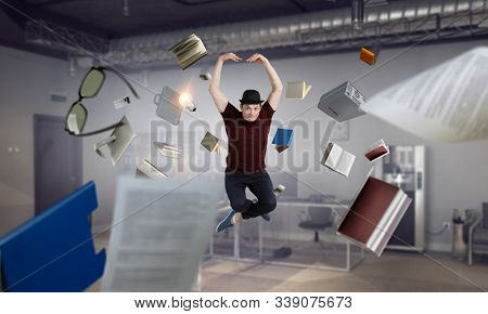 Dance is his world . Mixed media