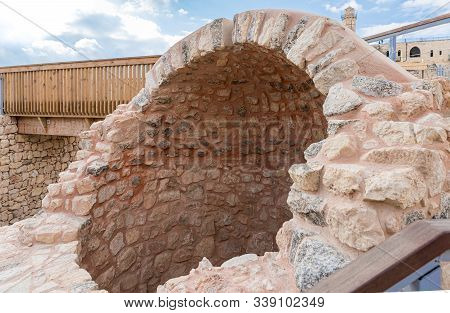 Jerusalem, Israel, December 07, 2019 : A Restored Stone Kiln Is Located On The Archaeological Site O