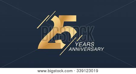25 Years Anniversary Vector Icon, Logo. Graphic Design Element With Golden Number