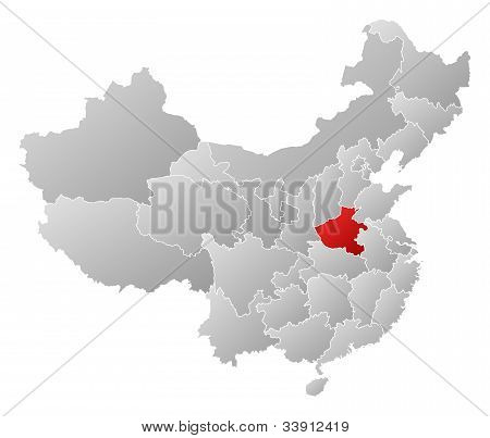 Kartta Kiinan Henanin korostettuna