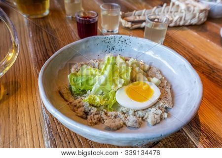 Vorschmack - Jewish Dish Made From Fish With Half Of The Boiled Egg.