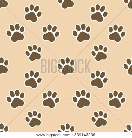 Vector Illustration Of Paw Print. Seamless Pattern. Vector.