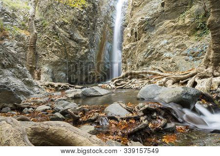 A View Of A Small Waterfall In Troodos Mountains In Cyprus