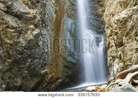 A View Of A Small Waterfall In Troodos Mountains In Cyprus