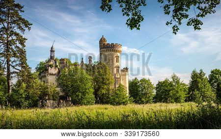 Ruin of La Mothe-Chandeniers castle in the Nouvelle-Aquitaine region, France, Europe