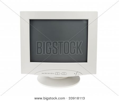 Gamle CRT-skærm Screen Display til Pc isoleret hvid baggrund