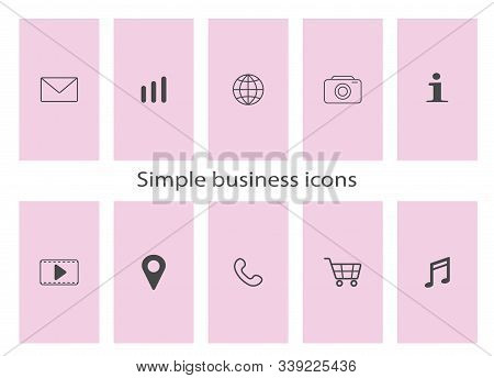 Set Of 10 Vector Icons On Soft Pink Background For Web Stores, Scrapbooking, Bullet Journals, Bloggi