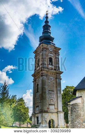 Plesivec, Slovakia, 14 May 2019: Old Gothic Church In Plesivec. Selective Focus