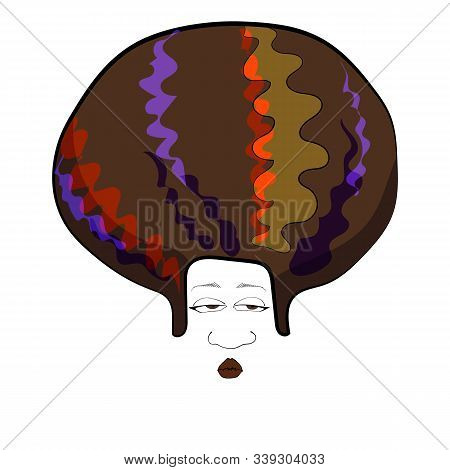Afro Hairstyle. Curvy, Curly Hair. Portrait Of An African-american Man. Dark Hair. Waves In The Hair
