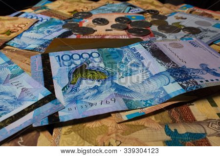 Tenge Kzt. National Currency Of Kazakhstan, Kz. Exchange Rate. Economy, Development, Business, Bank,