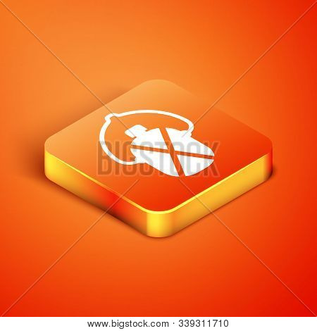 Isometric Canteen Water Bottle Icon Isolated On Orange Background. Tourist Flask Icon. Jar Of Water 