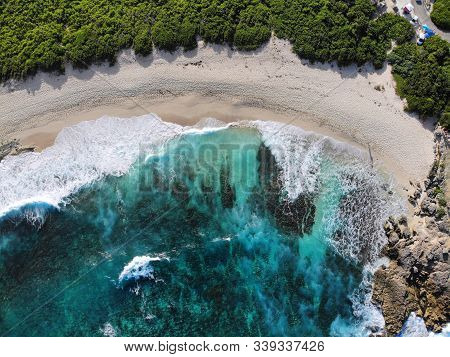 Guadeloupe Beach Drone View. Anse Des Chateaux Beach Aerial View.