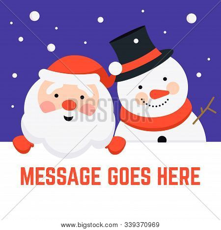 327 4 Flat Christmas Character Holding White Card