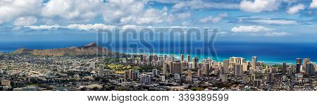 Panoramic View Of Honolulu City, Waikiki And Diamond Head From Tantalus Lookout